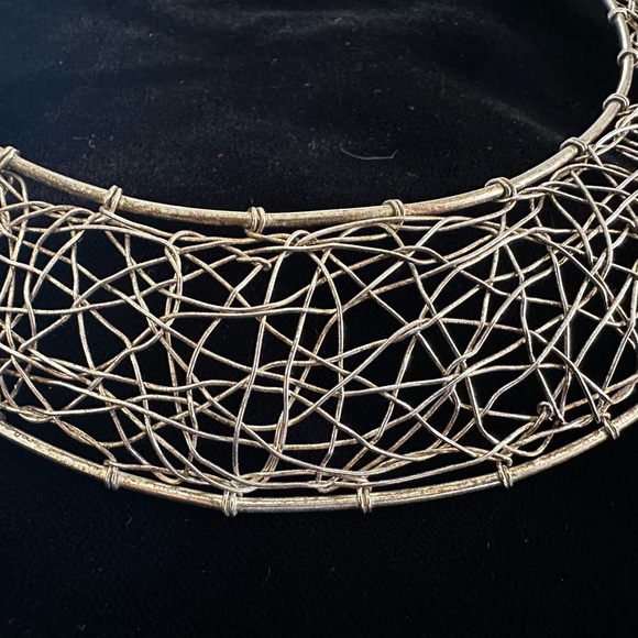 Vintage Fine Silver Work Chain Bib Necklace - Picture 4 of 6